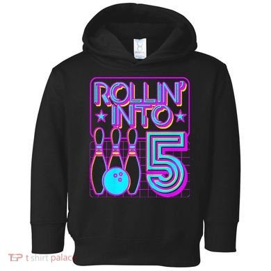 Rollin Into 5 Bowling Bowler 5th Birthday Party Toddler Hoodie