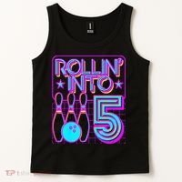 Rollin Into 5 Bowling Bowler 5th Birthday Party Tank Top thumb 2