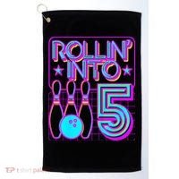Rollin Into 5 Bowling Bowler 5th Birthday Party Golf Towel thumb 0