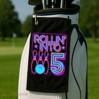 Rollin Into 5 Bowling Bowler 5th Birthday Party Golf Towel thumb 2