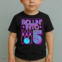 Rollin Into 5 Bowling Bowler 5th Birthday Party Toddler T-Shirt thumb 2