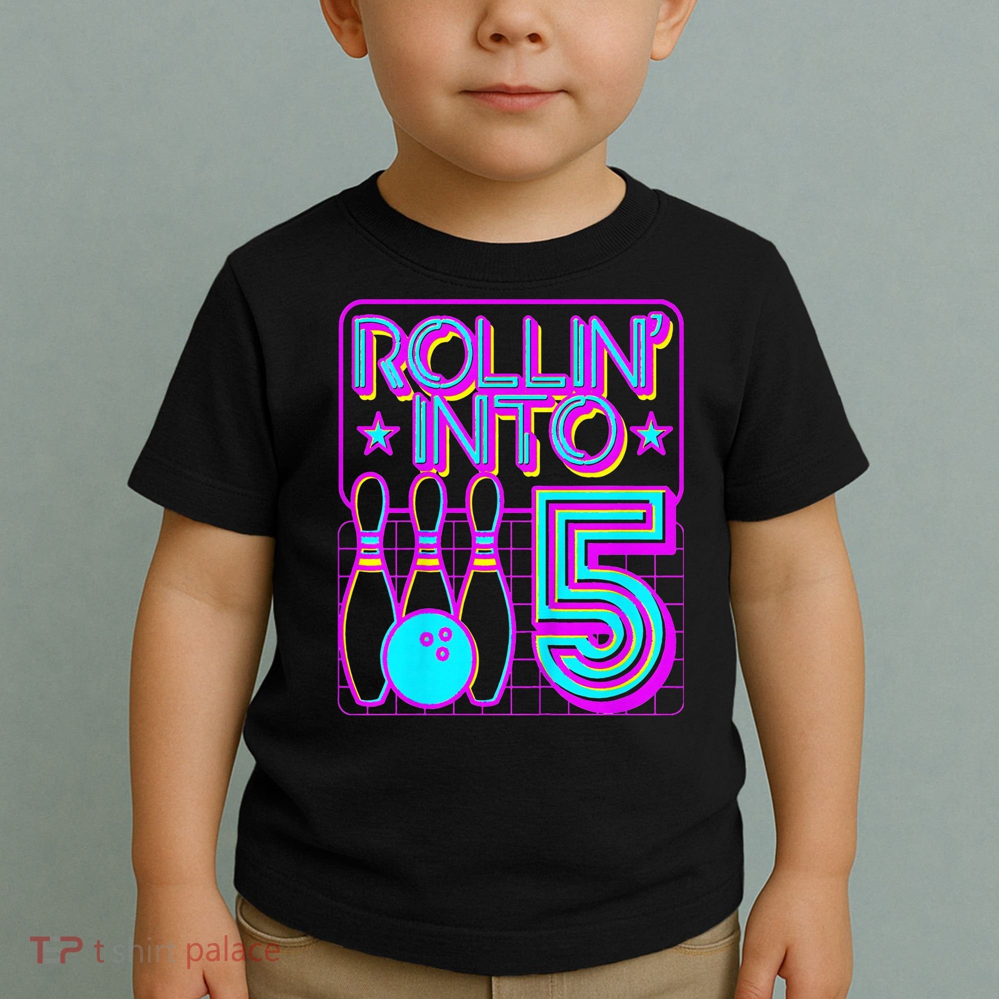Rollin Into 5 Bowling Bowler 5th Birthday Party Toddler T-Shirt