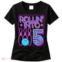 Rollin Into 5 Bowling Bowler 5th Birthday Party Women's T-Shirt thumb 0