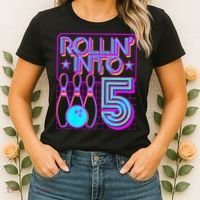 Rollin Into 5 Bowling Bowler 5th Birthday Party Women's T-Shirt thumb 2