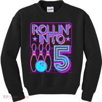 Rollin Into 5 Bowling Bowler 5th Birthday Party Kids Sweatshirt thumb 0