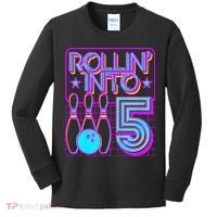 Rollin Into 5 Bowling Bowler 5th Birthday Party Kids Long Sleeve Shirt thumb 0
