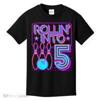 Rollin Into 5 Bowling Bowler 5th Birthday Party Kids T-Shirt thumb 0