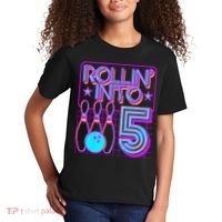 Rollin Into 5 Bowling Bowler 5th Birthday Party Kids T-Shirt thumb 2