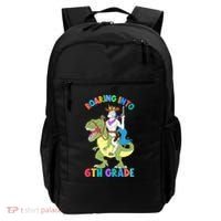 Roaring Into 6th Grade Unicorn Riding Dinosaur Back School Cute Gift Backpack thumb 0
