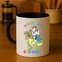 Roaring Into 6th Grade Unicorn Riding Dinosaur Back School Cute Gift Coffee Mug thumb 4