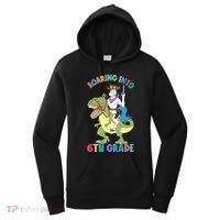 Roaring Into 6th Grade Unicorn Riding Dinosaur Back School Cute Gift Women's Hoodie thumb 0