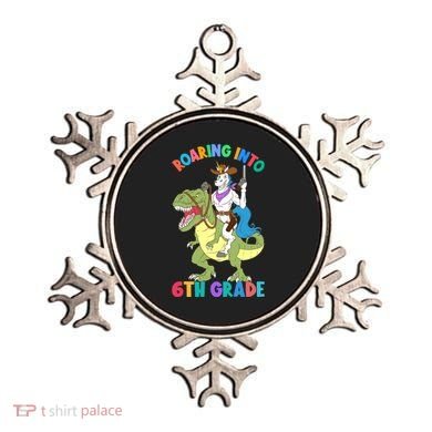 Roaring Into 6th Grade Unicorn Riding Dinosaur Back School Cute Gift Ornament