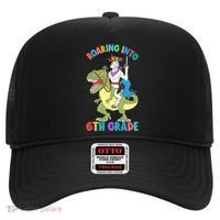 Roaring Into 6th Grade Unicorn Riding Dinosaur Back School Cute Gift Hat thumb 0