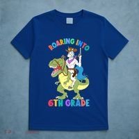 Roaring Into 6th Grade Unicorn Riding Dinosaur Back School Cute Gift T-Shirt thumb 5