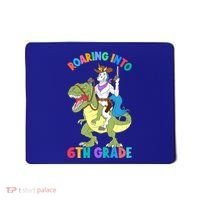 Roaring Into 6th Grade Unicorn Riding Dinosaur Back School Cute Gift Mousepad thumb 0