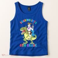 Roaring Into 6th Grade Unicorn Riding Dinosaur Back School Cute Gift Tank Top thumb 2