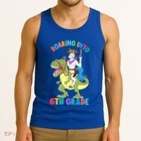 Roaring Into 6th Grade Unicorn Riding Dinosaur Back School Cute Gift Tank Top thumb 3