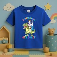 Roaring Into 6th Grade Unicorn Riding Dinosaur Back School Cute Gift Toddler T-Shirt thumb 3
