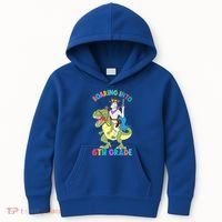 Roaring Into 6th Grade Unicorn Riding Dinosaur Back School Cute Gift Kids Hoodie thumb 0