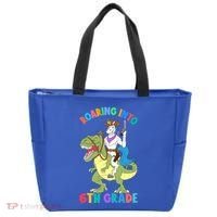 Roaring Into 6th Grade Unicorn Riding Dinosaur Back School Cute Gift Tote Bag thumb 0
