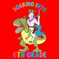 Roaring Into 6th Grade Unicorn Riding Dinosaur Back School Cute Gift Santa Hat thumb 1