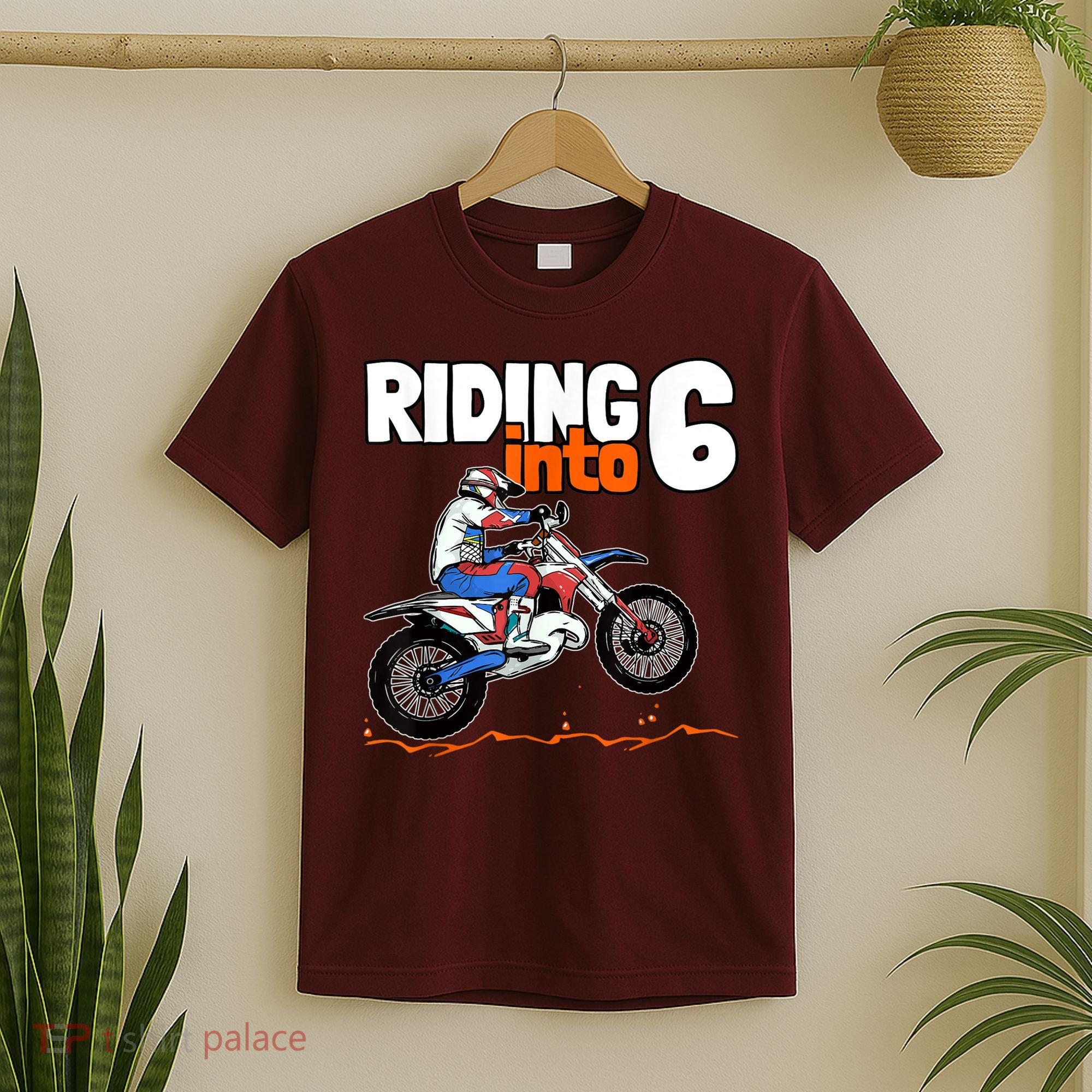 Riding Into 6 Dirt Bike 6 Years Old Motocross Birthday T-Shirt