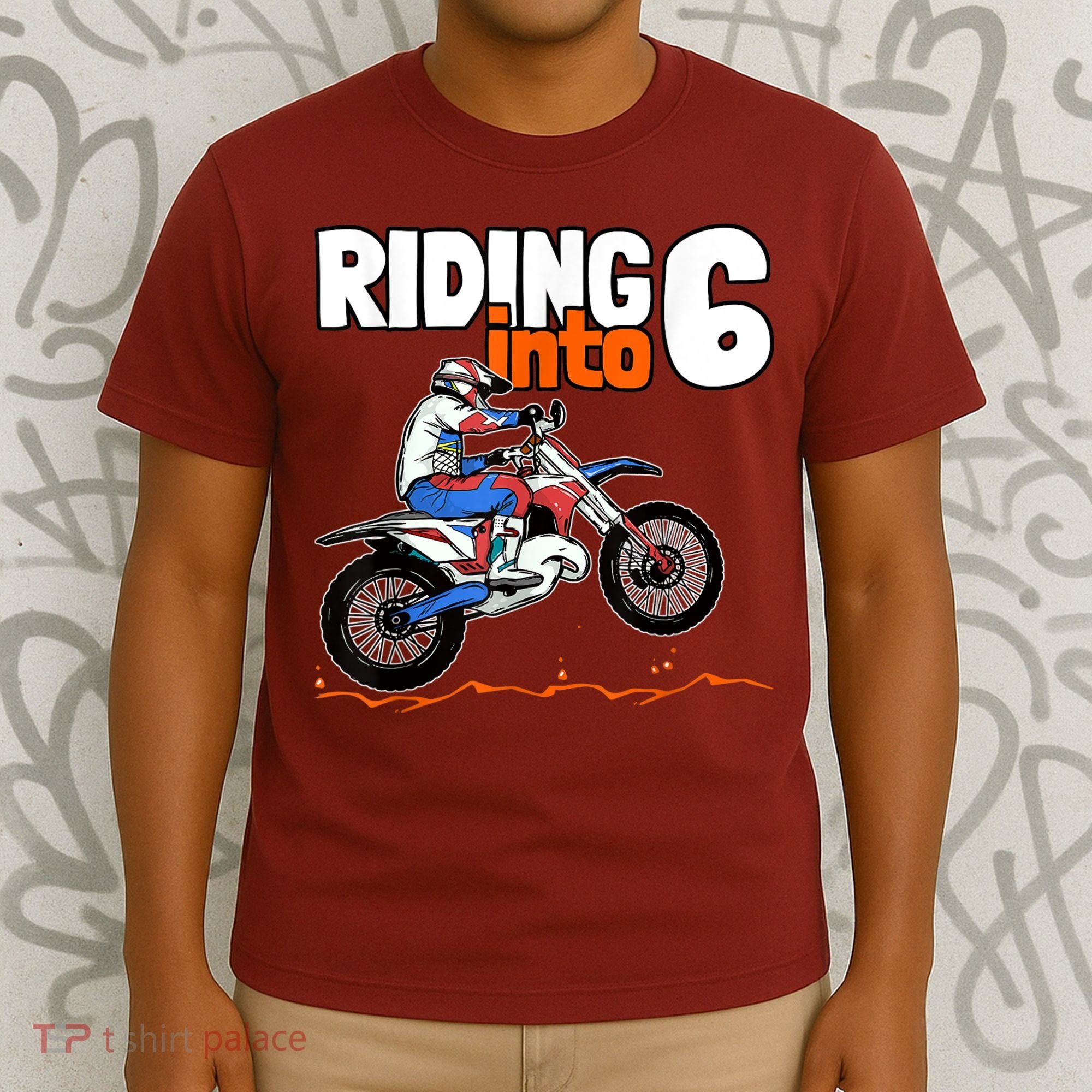 Riding Into 6 Dirt Bike 6 Years Old Motocross Birthday T-Shirt