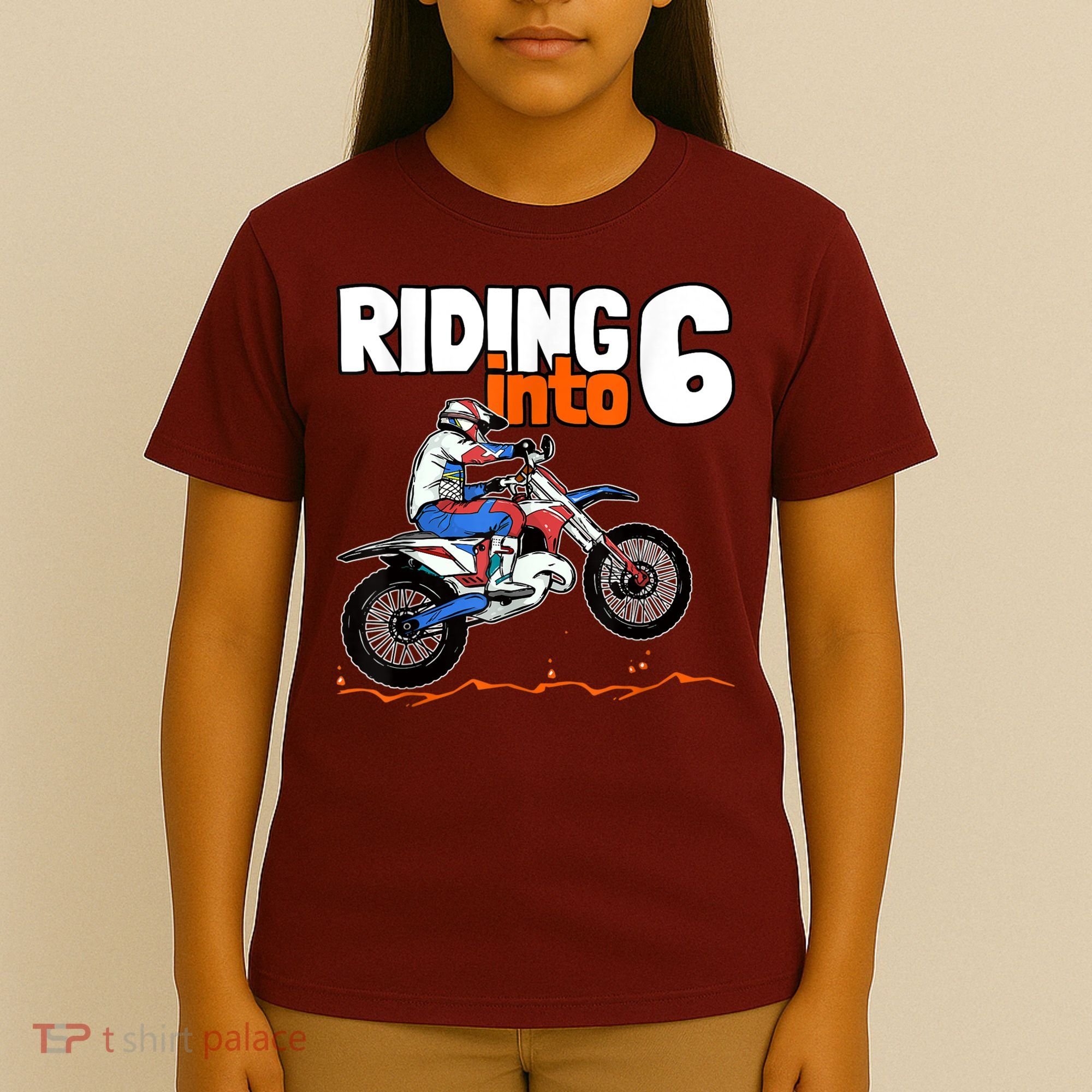 Riding Into 6 Dirt Bike 6 Years Old Motocross Birthday T-Shirt