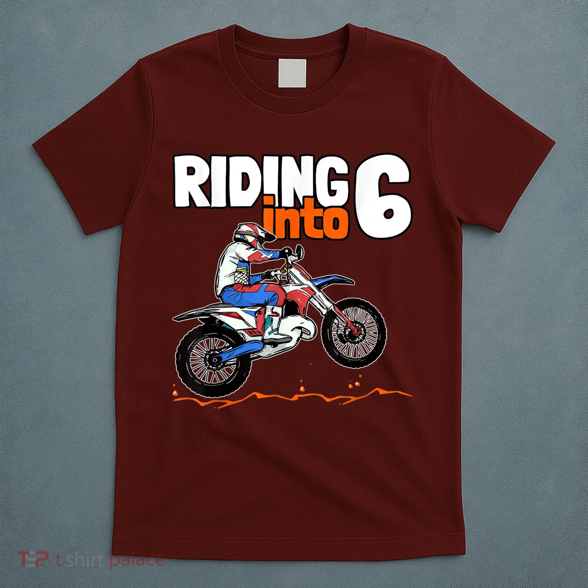 Riding Into 6 Dirt Bike 6 Years Old Motocross Birthday T-Shirt