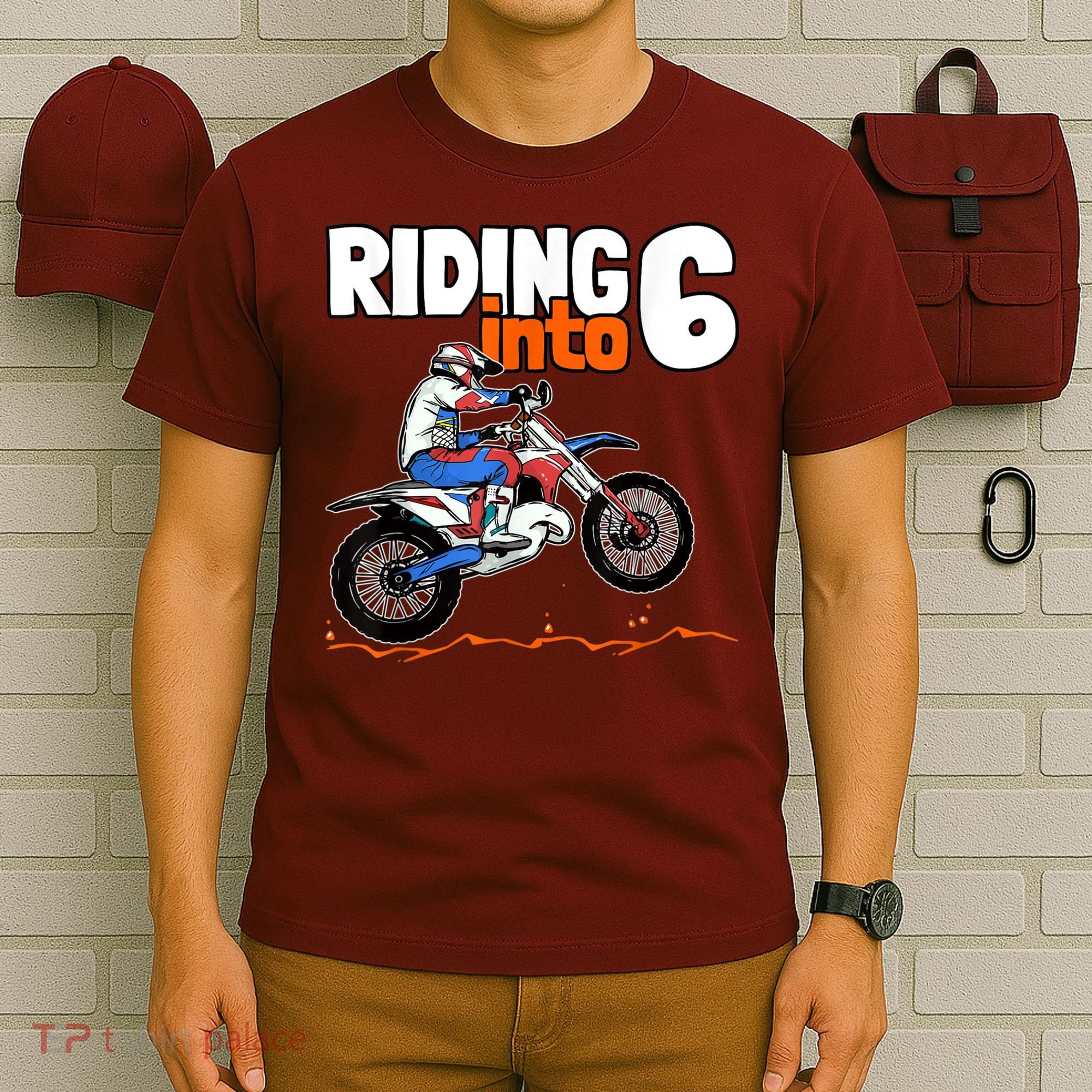 Riding Into 6 Dirt Bike 6 Years Old Motocross Birthday T-Shirt