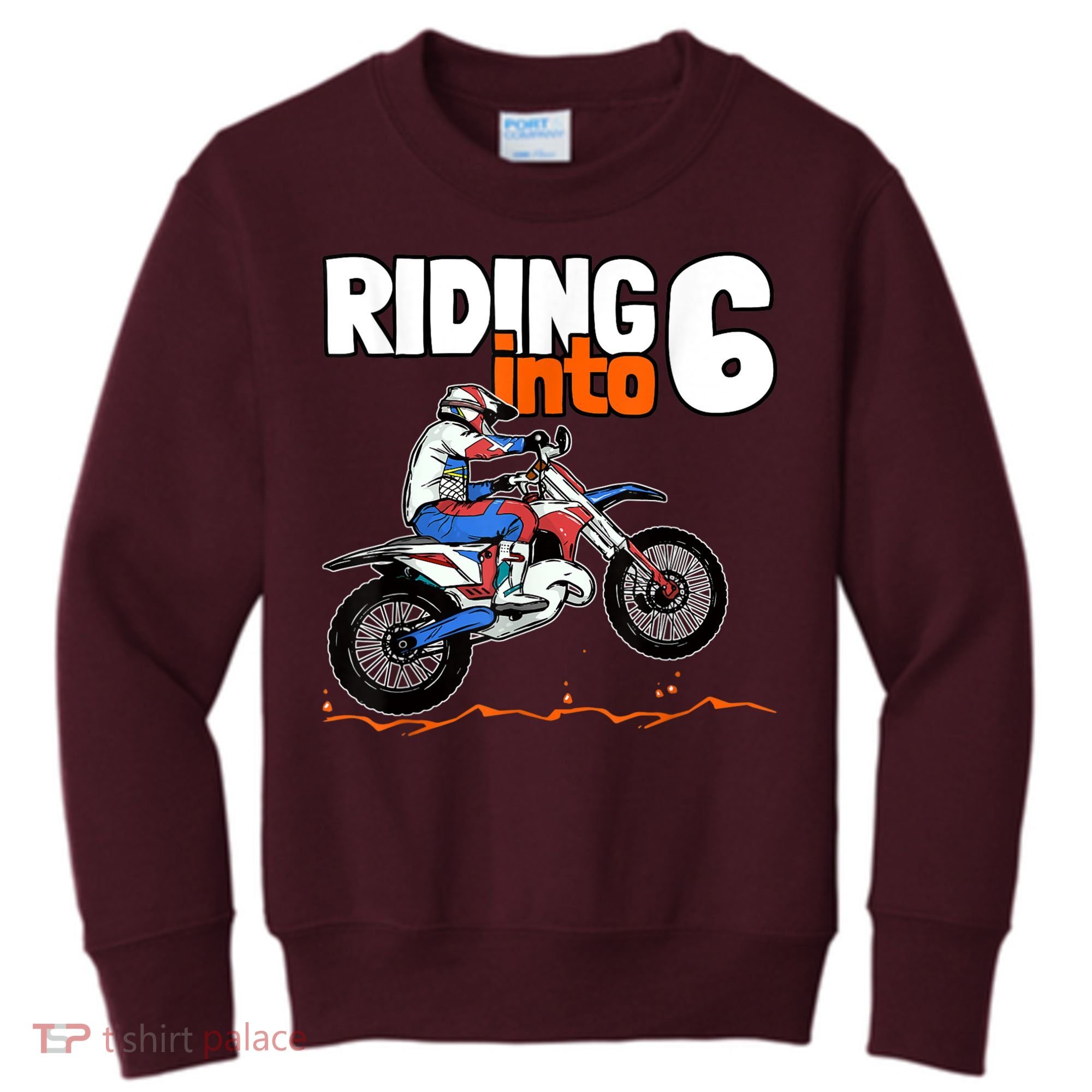 Riding Into 6 Dirt Bike 6 Years Old Motocross Birthday Kids Sweatshirt