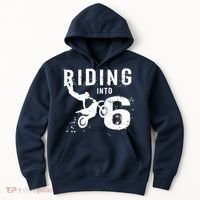 Riding Into 6 Years Old 6th Birthday Boy Dirt Bike Party Hoodie thumb 0