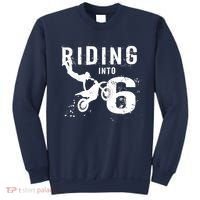 Riding Into 6 Years Old 6th Birthday Boy Dirt Bike Party Sweatshirt thumb 0