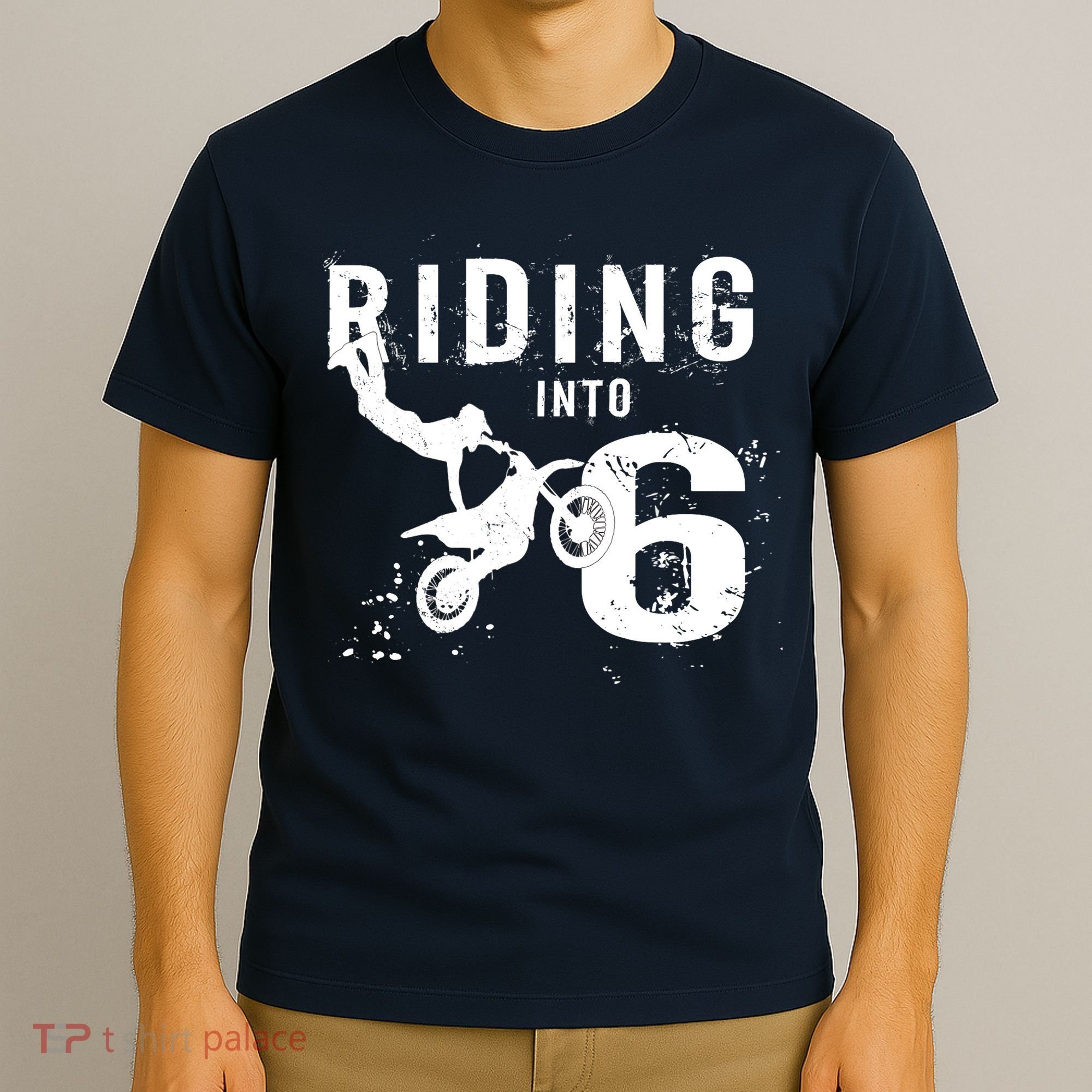 Riding Into 6 Years Old 6th Birthday Boy Dirt Bike Party T-Shirt