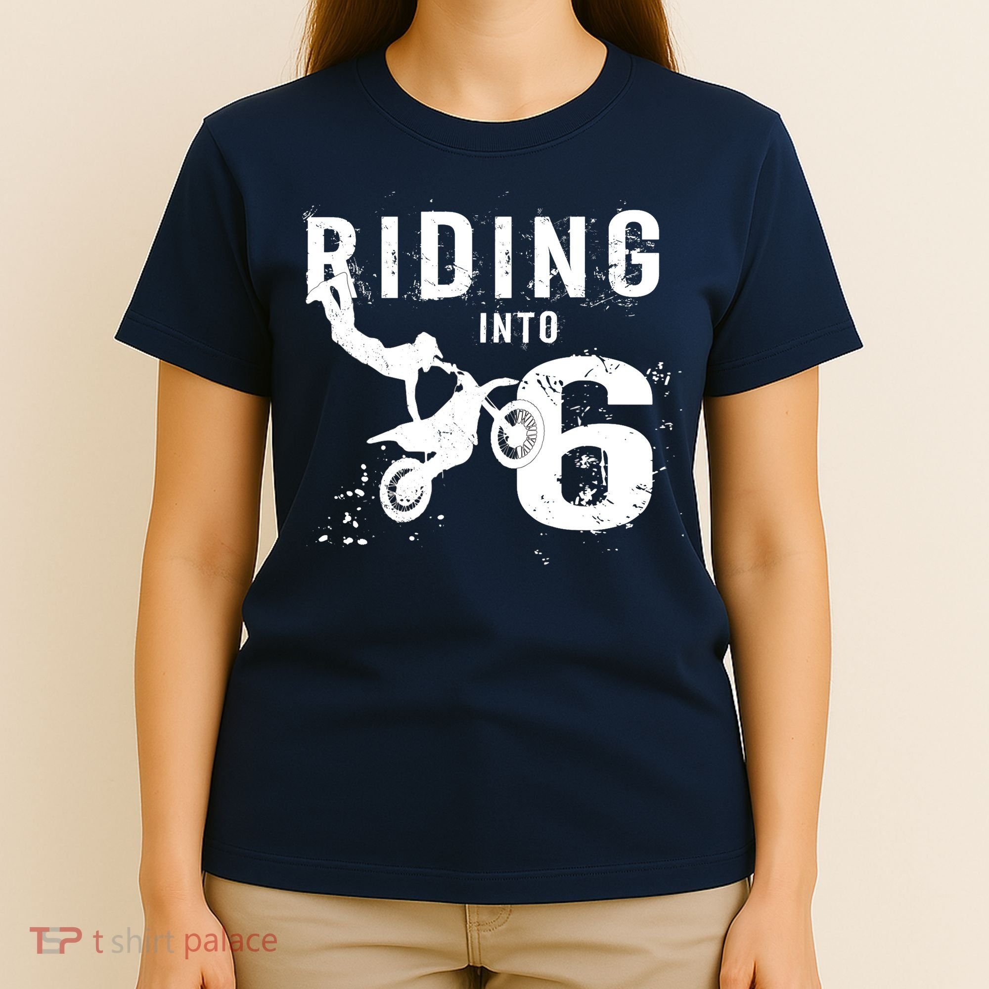 Riding Into 6 Years Old 6th Birthday Boy Dirt Bike Party T-Shirt