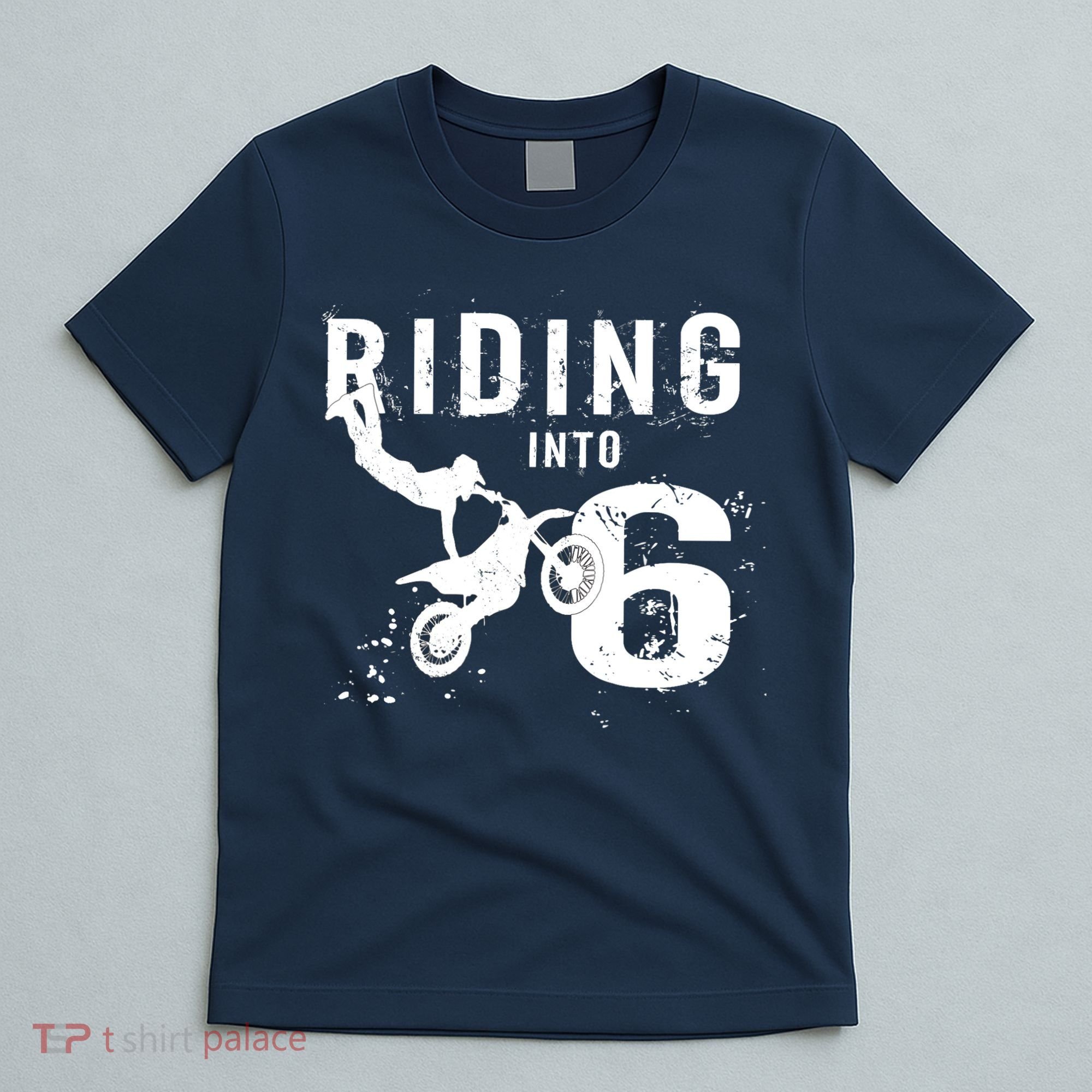 Riding Into 6 Years Old 6th Birthday Boy Dirt Bike Party T-Shirt