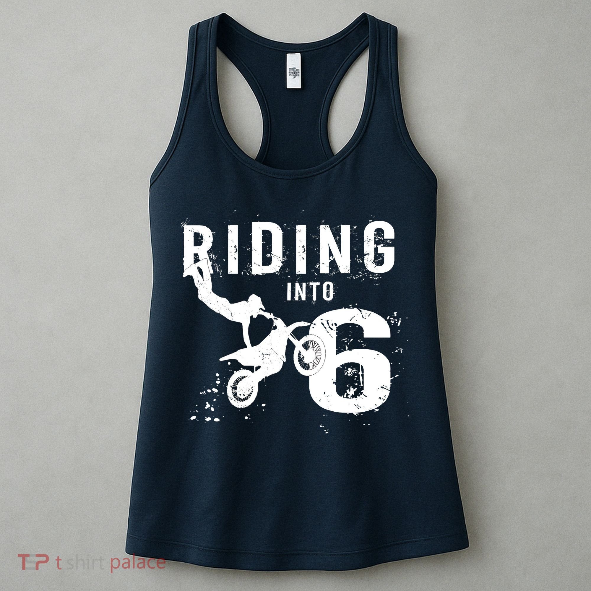 Riding Into 6 Years Old 6th Birthday Boy Dirt Bike Party Women's Tank Top