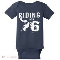 Riding Into 6 Years Old 6th Birthday Boy Dirt Bike Party Baby Bodysuit thumb 0
