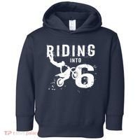 Riding Into 6 Years Old 6th Birthday Boy Dirt Bike Party Toddler Hoodie thumb 0