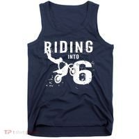 Riding Into 6 Years Old 6th Birthday Boy Dirt Bike Party Tank Top thumb 0