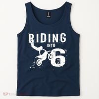 Riding Into 6 Years Old 6th Birthday Boy Dirt Bike Party Tank Top thumb 2