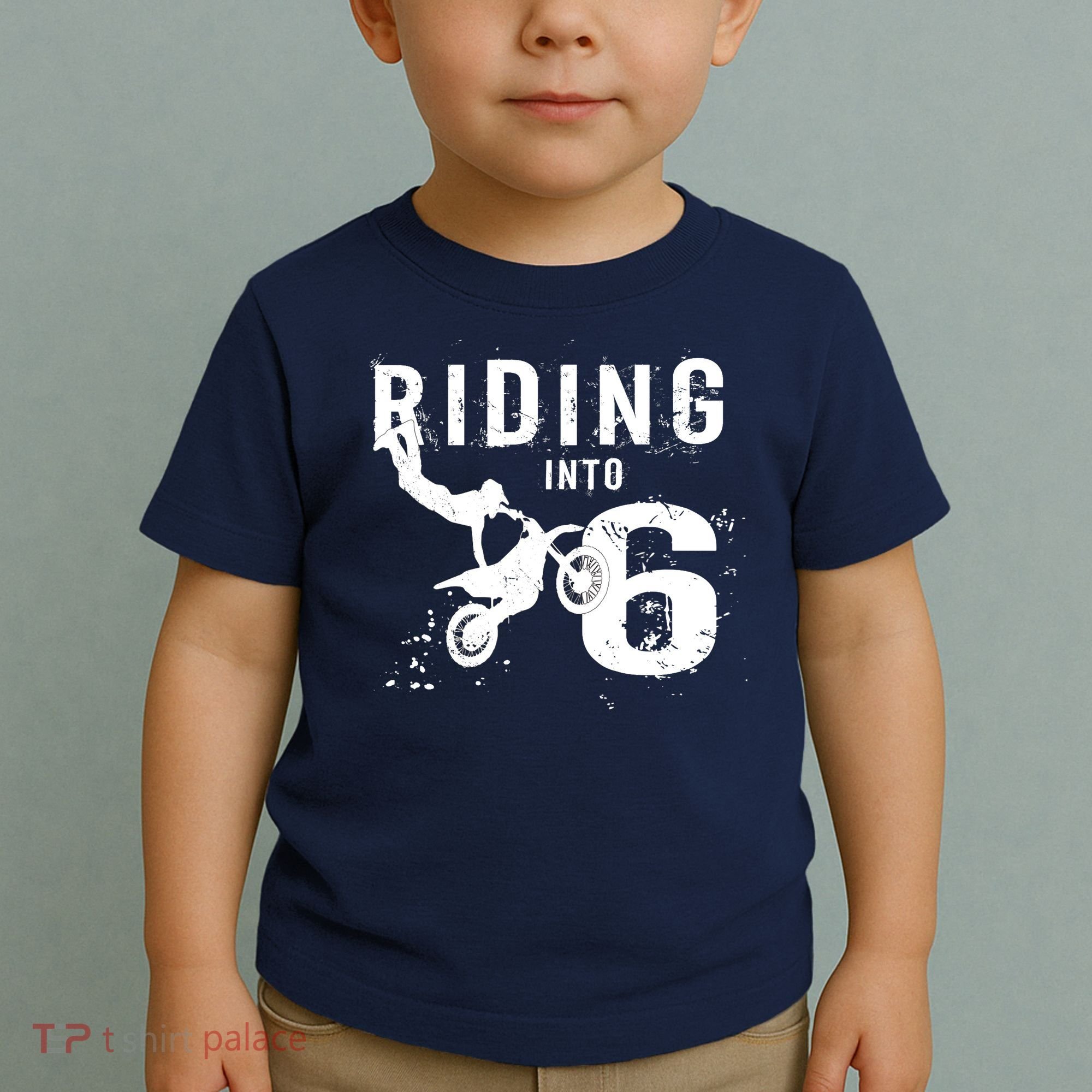 Riding Into 6 Years Old 6th Birthday Boy Dirt Bike Party Toddler T-Shirt
