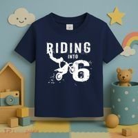 Riding Into 6 Years Old 6th Birthday Boy Dirt Bike Party Toddler T-Shirt thumb 3