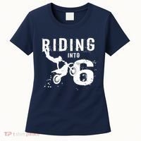 Riding Into 6 Years Old 6th Birthday Boy Dirt Bike Party Women's T-Shirt thumb 0