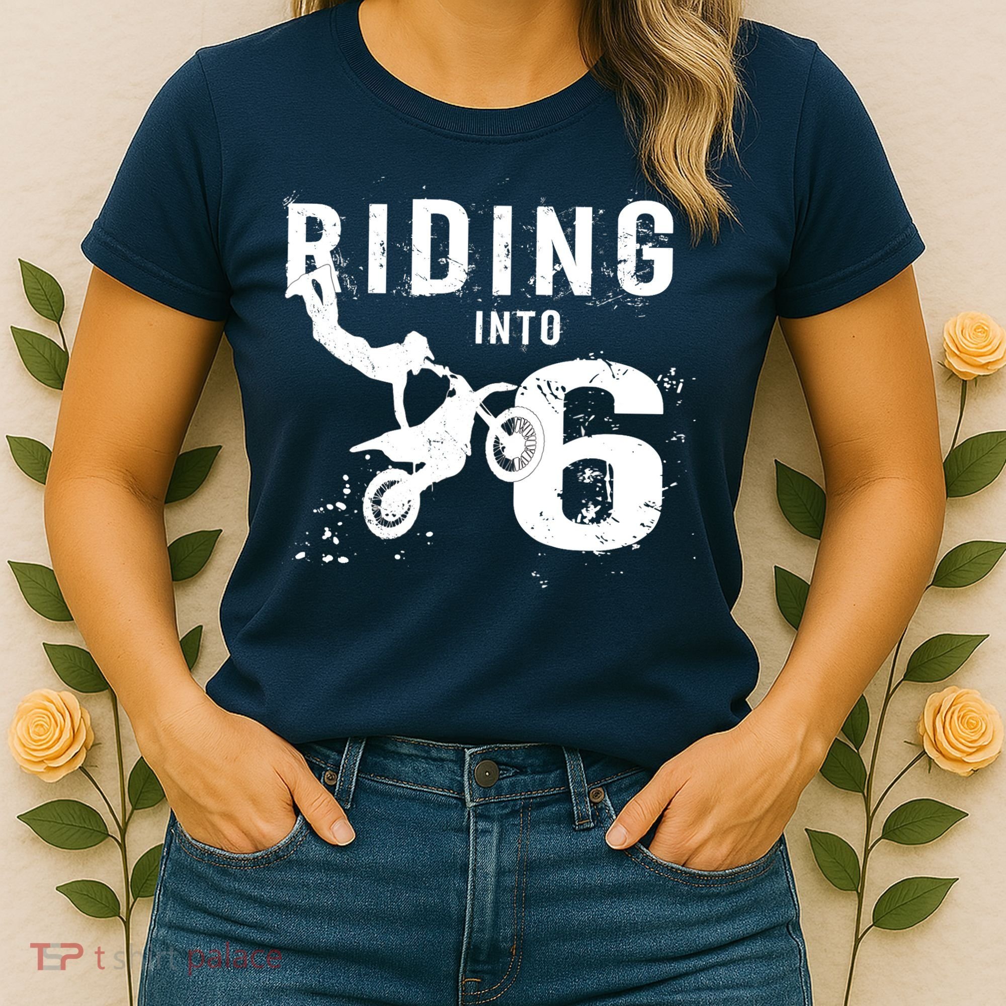 Riding Into 6 Years Old 6th Birthday Boy Dirt Bike Party Women's T-Shirt