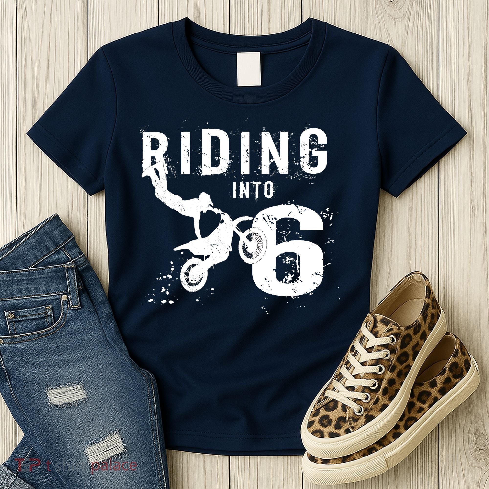 Riding Into 6 Years Old 6th Birthday Boy Dirt Bike Party Women's T-Shirt