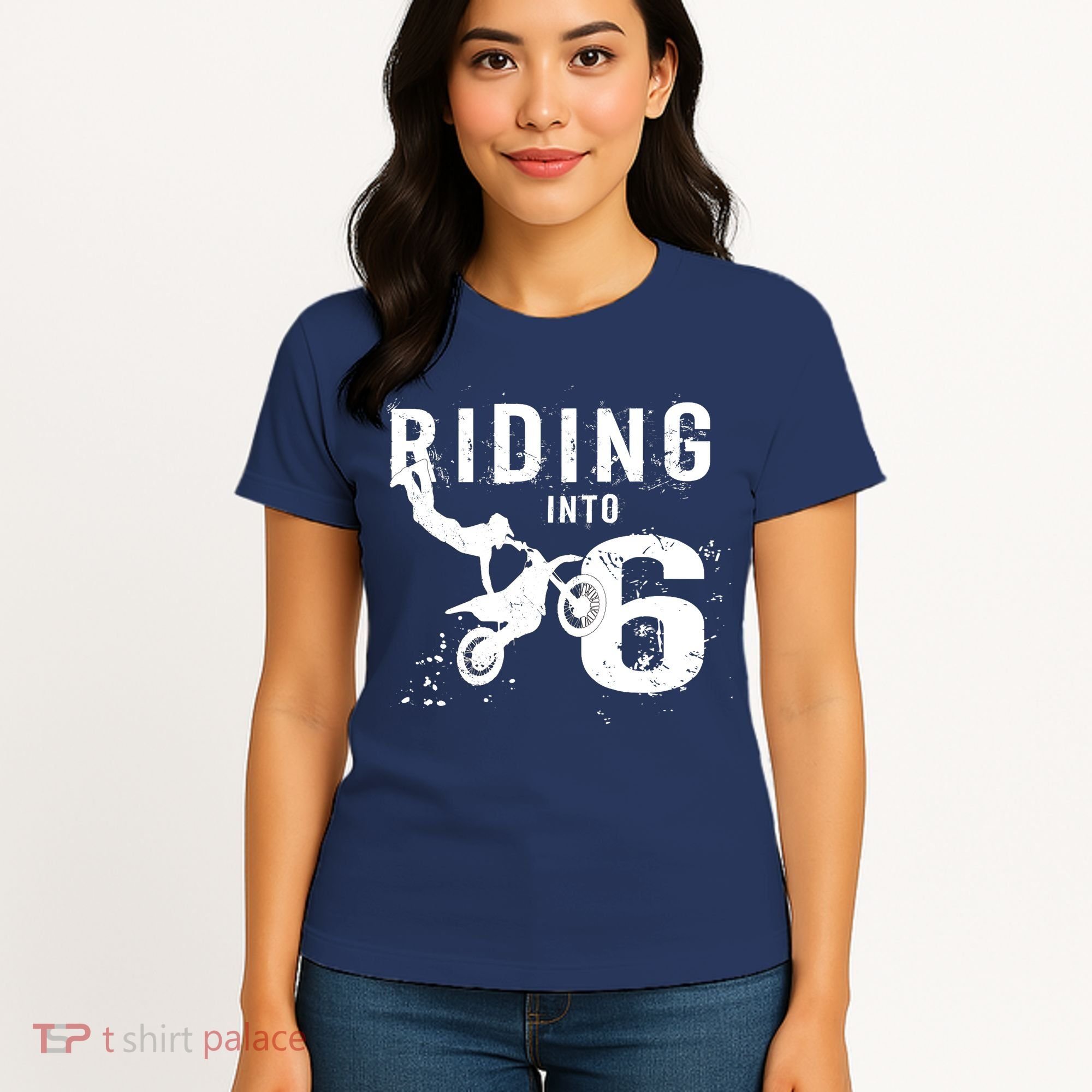 Riding Into 6 Years Old 6th Birthday Boy Dirt Bike Party Women's T-Shirt