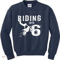 Riding Into 6 Years Old 6th Birthday Boy Dirt Bike Party Kids Sweatshirt thumb 0