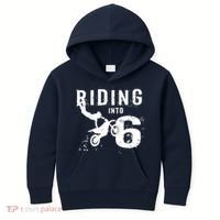 Riding Into 6 Years Old 6th Birthday Boy Dirt Bike Party Kids Hoodie thumb 0