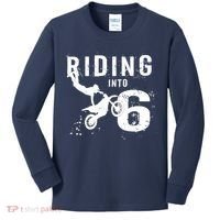 Riding Into 6 Years Old 6th Birthday Boy Dirt Bike Party Kids Long Sleeve Shirt thumb 0